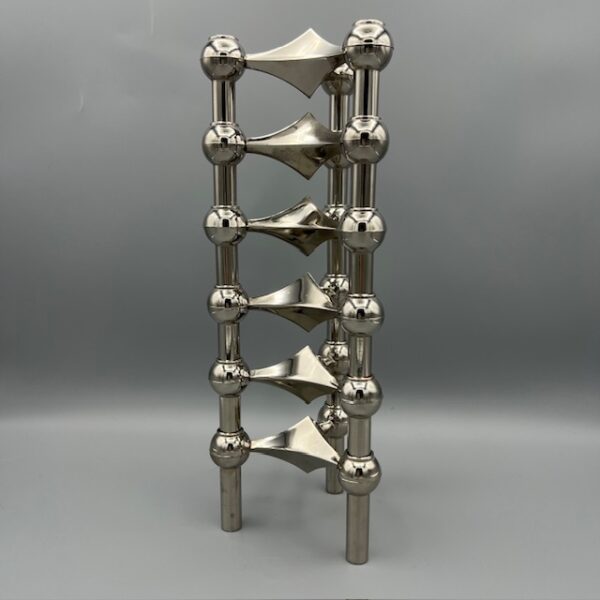 Bougeoir modulaire design Nagel BMF en métal chromé, Allemagne années 60, style Mid-Century Modern