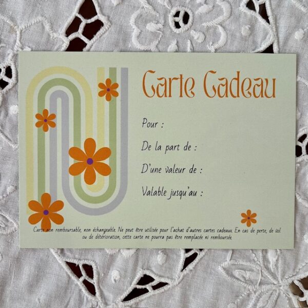 carte cadeau valable au showroom Marguerite et Simone à Bourgoin Jallieu