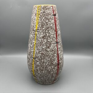 Vase vintage Scheurich 529-25 en céramique, rayures jaune et rouge