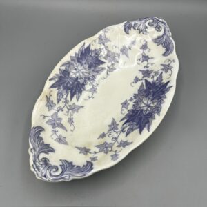 Ravier Sarreguemines décor Bryonia bleu violet